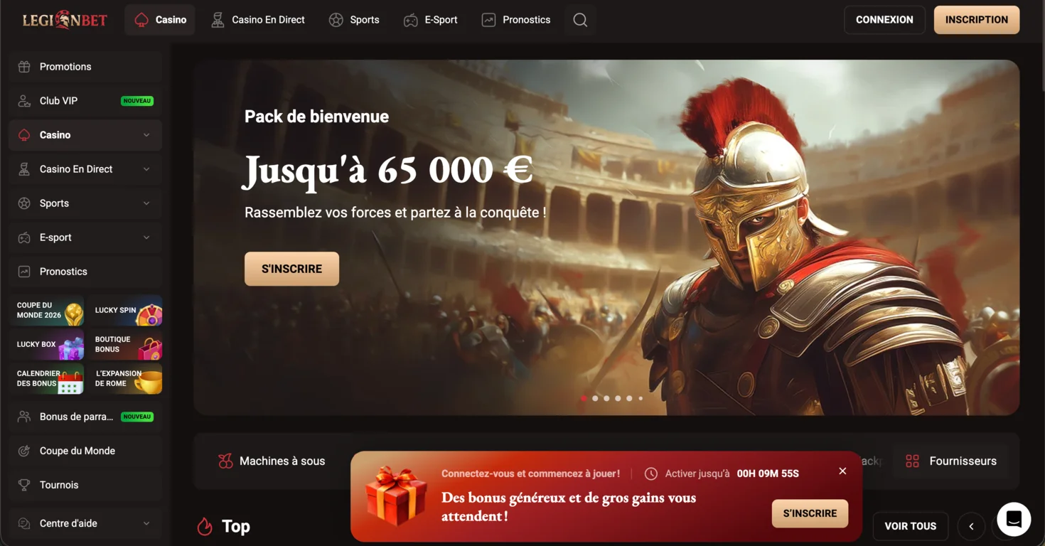 LegionBet : casino international en ligne