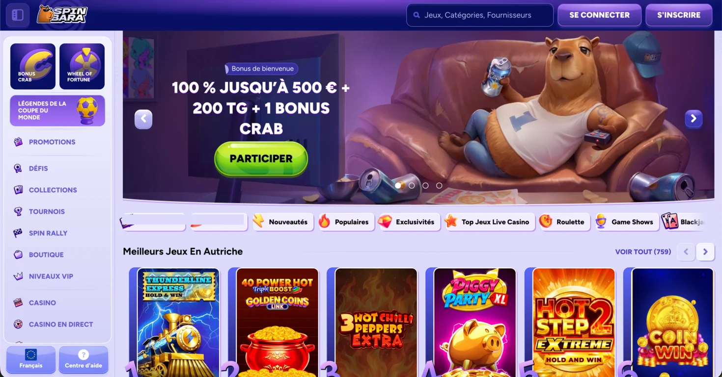 Spinbara : casino en ligne international