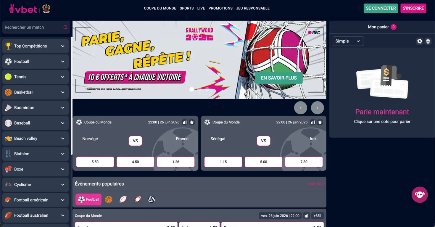 Vbet : casino en ligne pour français